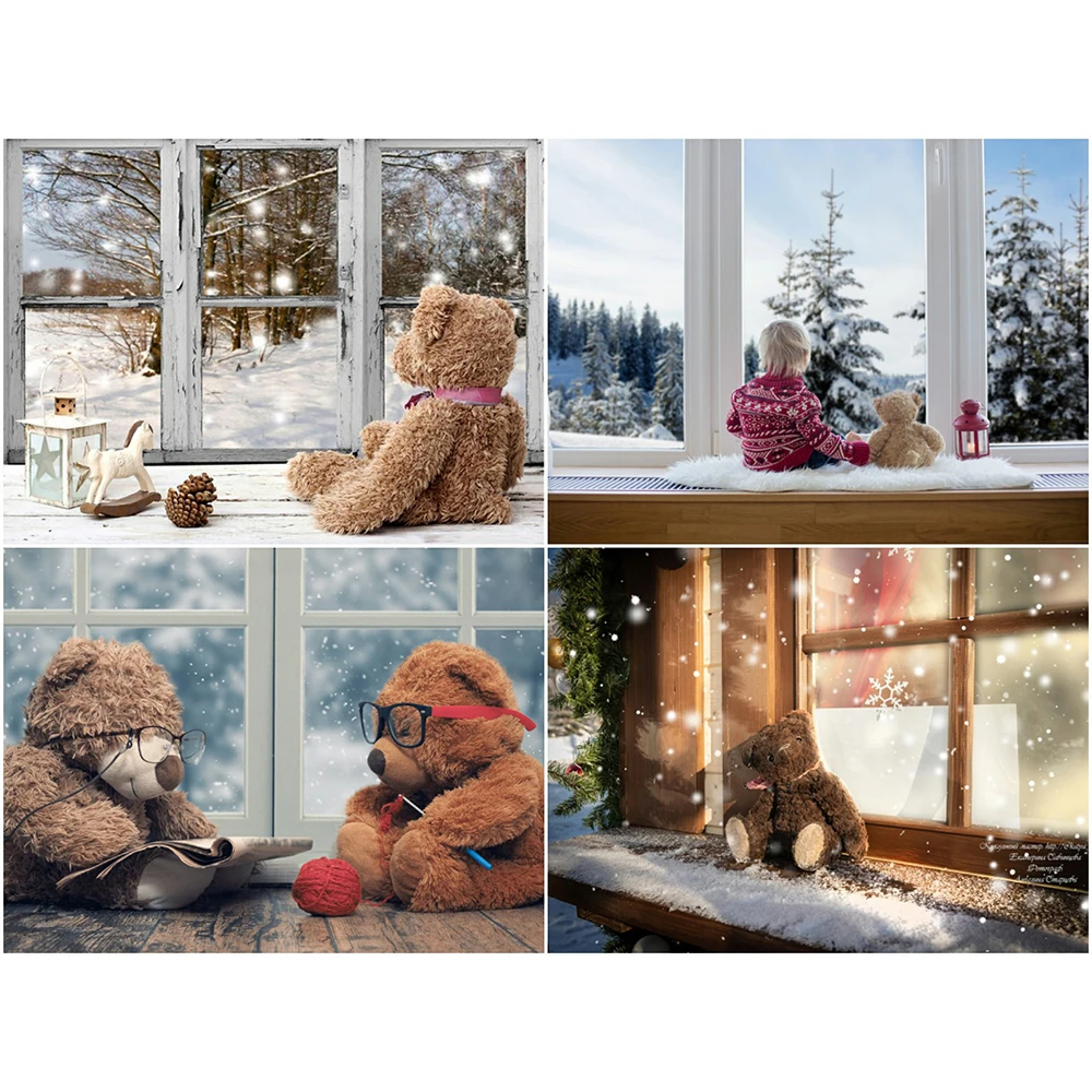 

KAMY YI зимнее окно маленький медведь алмазная живопись Набор для вышивки крестиком 5D Diy Полная фотография украшение для дома