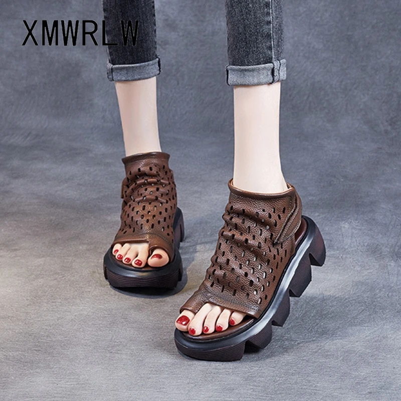 Сандалии XMWRLW женские из натуральной кожи босоножки ручной работы в ретро стиле