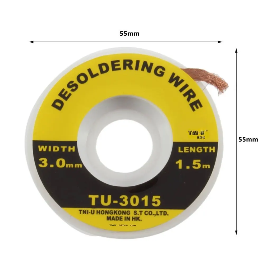 

Security 5 ft. 3 mm BGA Desoldering Wire Braid Solder Remover Wick Soldering Accessory Metal Color Tin TU-3015