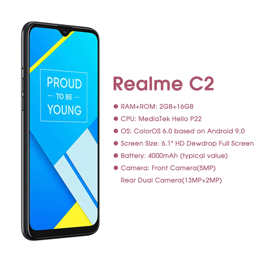 Глобальная версия OPPO realme C2 2 Гб Оперативная память 16 Встроенная 15 5 HD + Dewdrop полный
