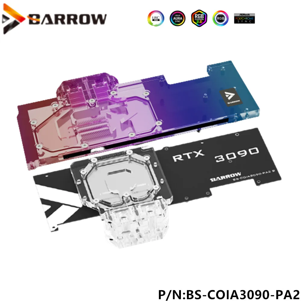 

Водяной блок Barrow GPU для цветной видеокарты iGame RTX 3090 Advanced OC,3080 Advanced/Ultra OC 10G