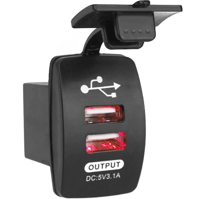 red light 12 V-24 V Мини двойной микро порт USB разъем Автомобиль Мотоцикл гнездо для автомобильного прикуривателя 5V 3.1A автомобиля Зарядное устройство с Водонепроницаемый Панель - Название цвета: red light