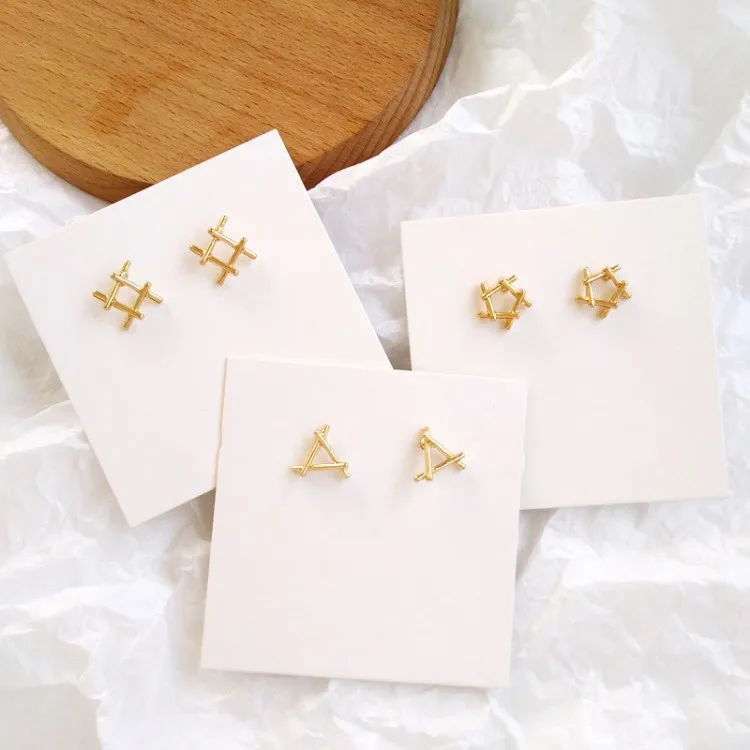 Золотые серебряные Простые треугольные круглые квадратные серьги модные