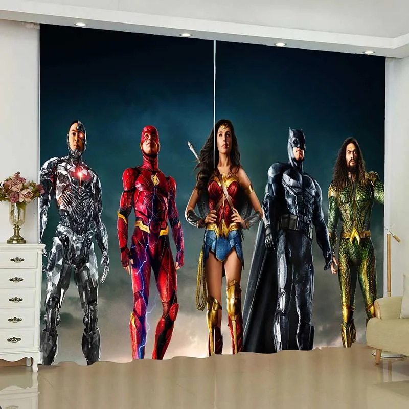 Justice League, занавески для окна, DC, Бэтмен, Wonder Woman, жалюзи, портьеры на окно, Затемненные занавески для гостиной - Цвет: 6