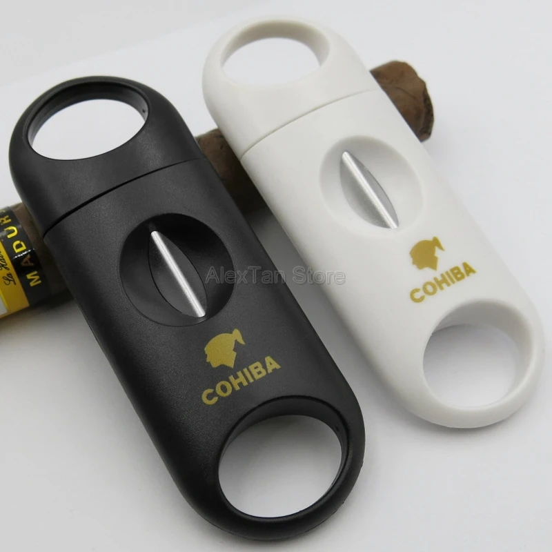 COHIBA брендовые пластиковые v-образные сигары резак острые сигареты резка металла нержавеющая сталь лезвия гаджеты сигары