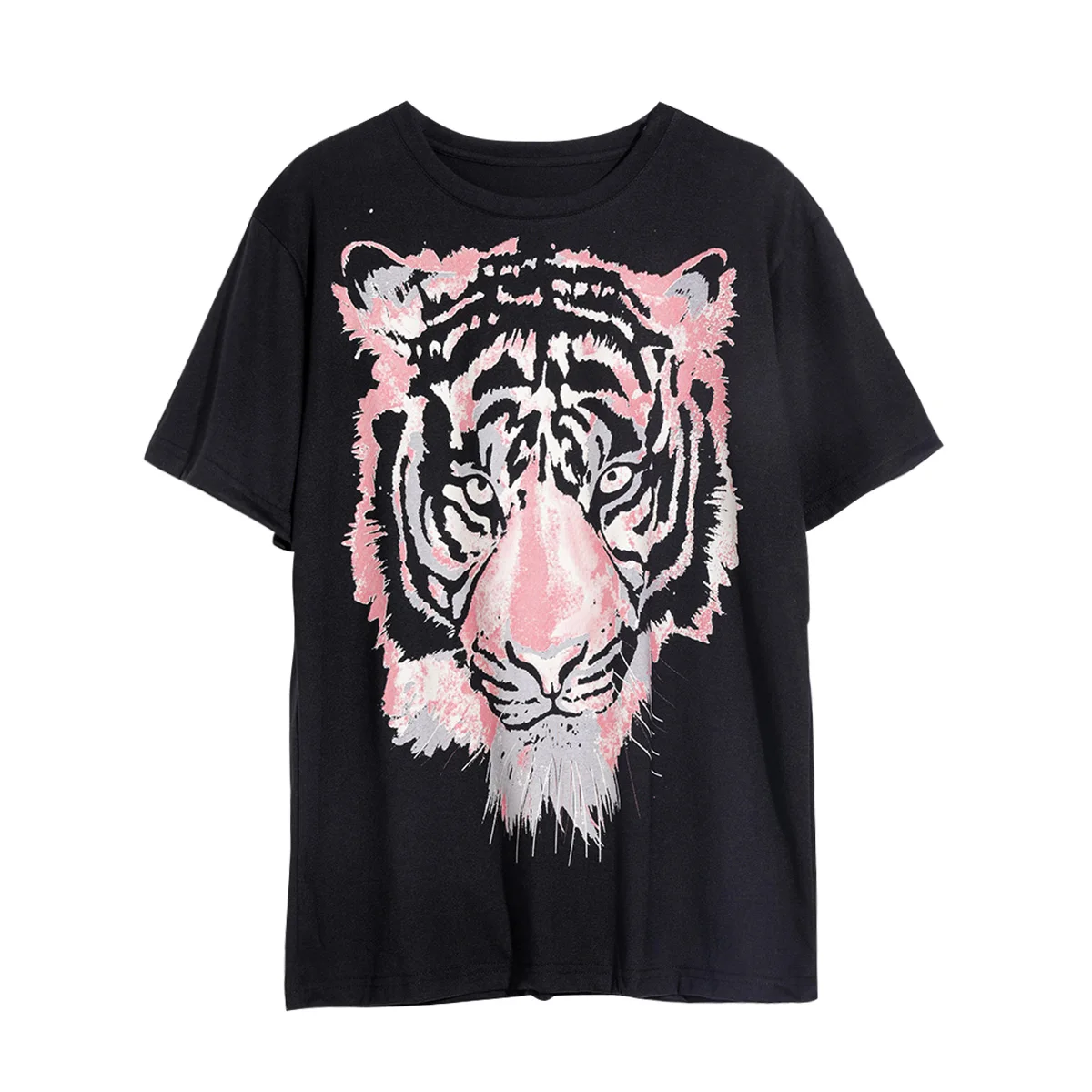 

Boho Tiger Tees Women Summer 2020 Short Sleeve O Neck Fashion Black Tee Shirt Casual Vintage Loose Graphic T Shirt Blusa