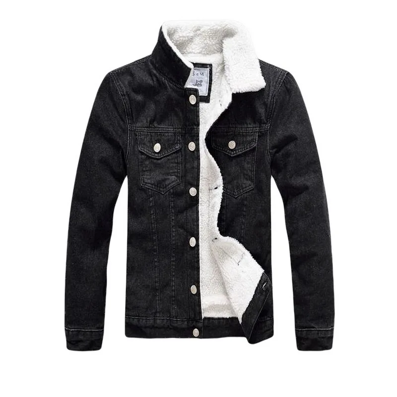 Men Coats Wool Liner Cowboy Lambhair Warm Denim Outwear Male Self-Cultivation Thick Denim Coat