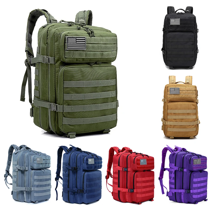 

50L Large Capacity Army Tactical Backpack Military Assault Bags Outdoor Molle Pack for Trekking Camping Hunting Bag Colorful