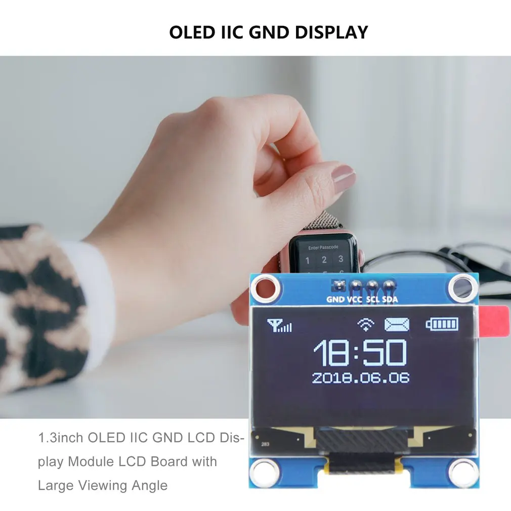 Модуль цветного ЖК-дисплея 1 3 дюйма с OLED-дисплеем IIC GND разрешение 128x64 большим