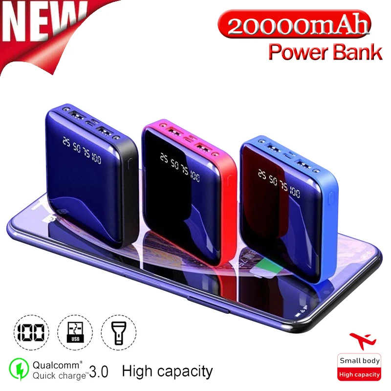 

20000mah Power Bank Portable Charger Digital Display 2 USB Port External Battery Powerbank Charger for mobile phone iphone13 S21
