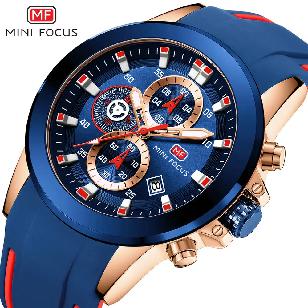 MINIFOCUS военные спортивные часы мужские водонепроницаемые кварцевые хронограф