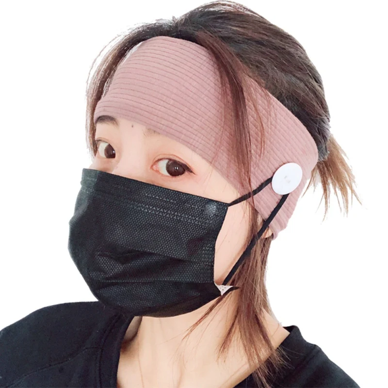 

Yoga Hair Bands Button Headband Yoga Running Sports Workout Turban Hair Band Mask Accessories For Ear Protection