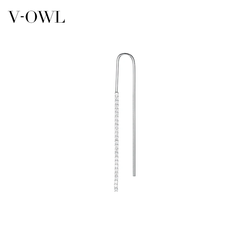 

V-Owl Creative Design Titanium Steel Rhinestone Ear Pendant Long Irregular Ear Stud Earrings Earrings for Women