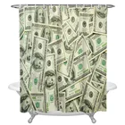 Занавеска для душа из полиэстера, с принтом долларов, с крючками