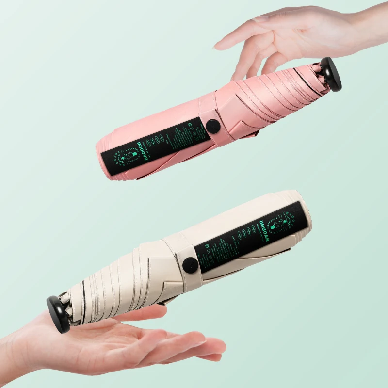 

Портативный складной зонт, уличные водонепроницаемые однотонные компактные солнцезащитные зонты с УФ-защитой, женский подарок, дождевик ...