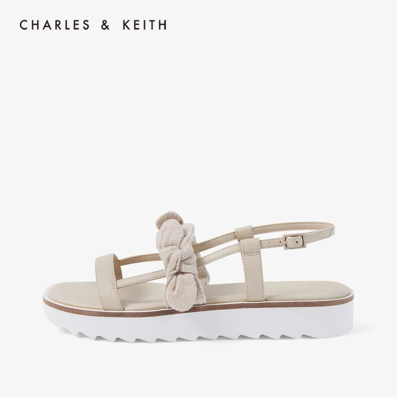 

CHARLES＆KEITH Новинка на Лето2020 CK1-70900203Женщины сандалии лук ремешками сандалии платформы декорированные
