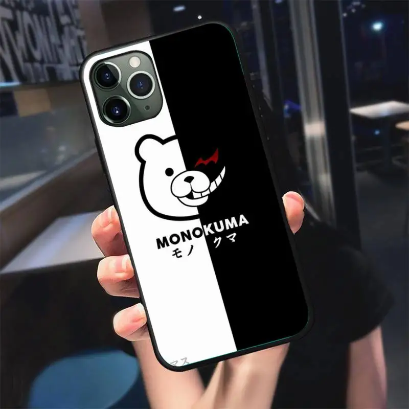 

Cute Kumamon Danganronpa Monokuma Phone Case For Black-Iphone 5 5s se 6 6s 7 8 11 12 X Xs Xr Pro Plus Max Mini Cover
