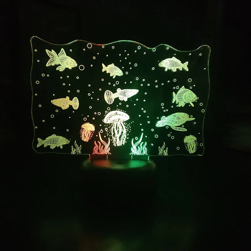 Подводный мир светодиодный 3D светильник USB Сенсорный переключатель красочный