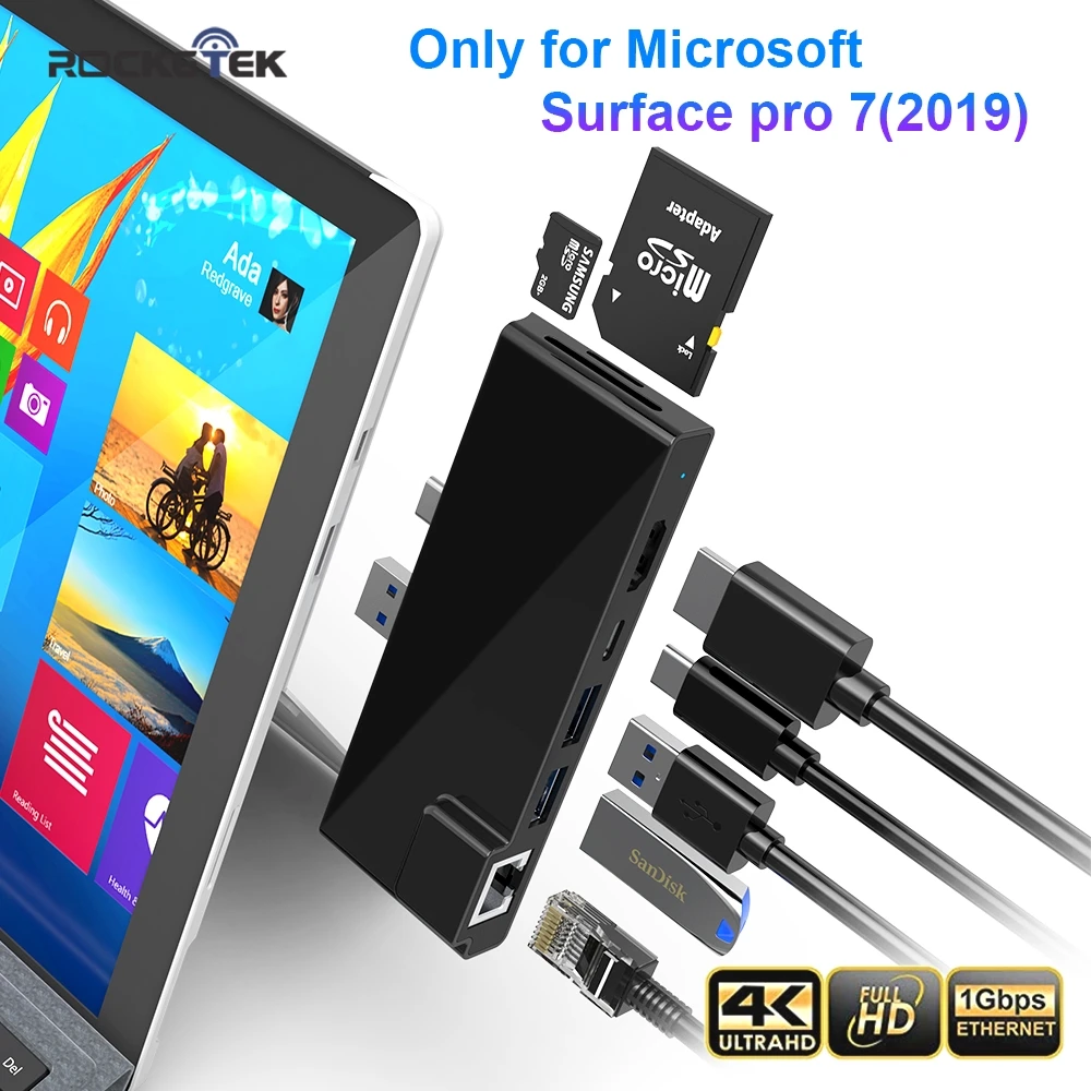 Rocketek USB 3 0 HUB кард ридер 4K HDMI совместимый Gigabit Ethernet PD Type C адаптер TF Micro SD для Microsoft