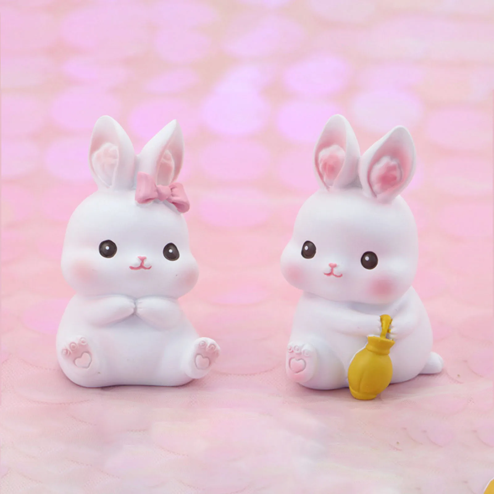

Easter Bunny Ornament Cake Topper Tabletop Adorable Easter Rabbit Decoration Resin Ornament For Tabletop Desktop Car Ornaments