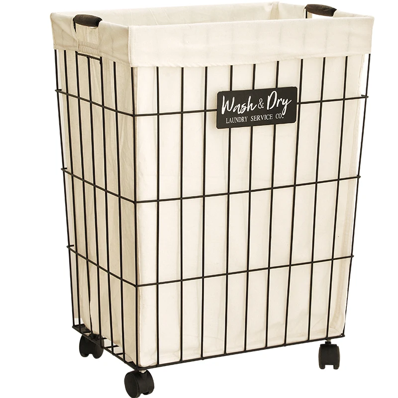 

Laundry basket laundry basket Nordic simple household clothing toy storage basket bathroom wrought iron with lid laundry bucket