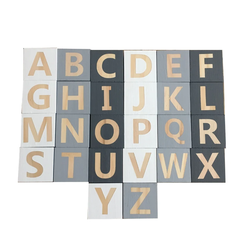 

5CM Wooden ABC Blocks Alphabet Letters Square Cubes Crafts Kids Baby Montessori Puzzle Toys Keepsake Gift Room Decor Photo Props