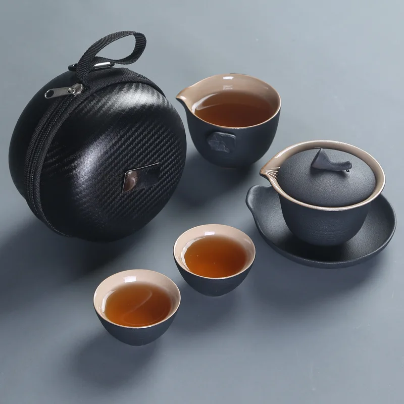 

Durable Kung Fu Teapot Ceramics Travel Tea Set Handmade Pattern Teapot Teacup Gaiwan Tureen Tea Ceremony For Women Men Drinkware
