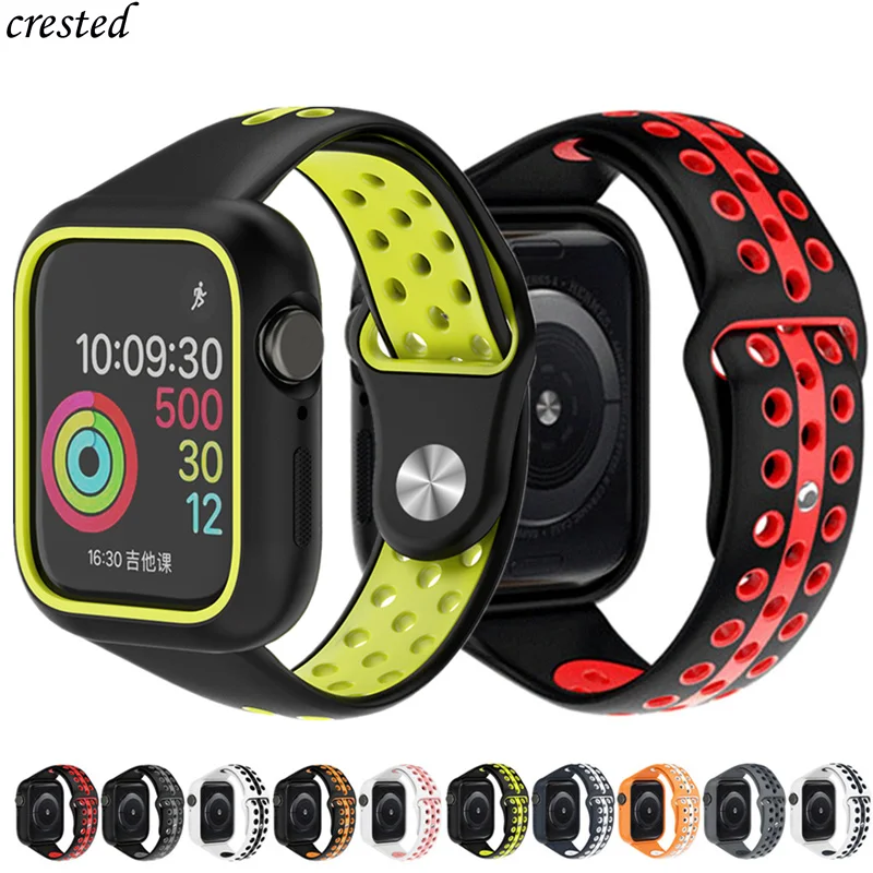 Чехол + ремешок для Apple watch band 44 мм 40 iWatch Силиконовый защитный чехол браслет часов 5