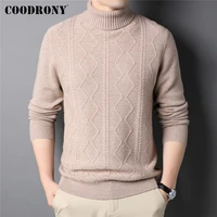 coodrony men clothing fashion casual thick winter turtleneck sweater warm knitwear 100 merino wool cashmere pullover male c3141