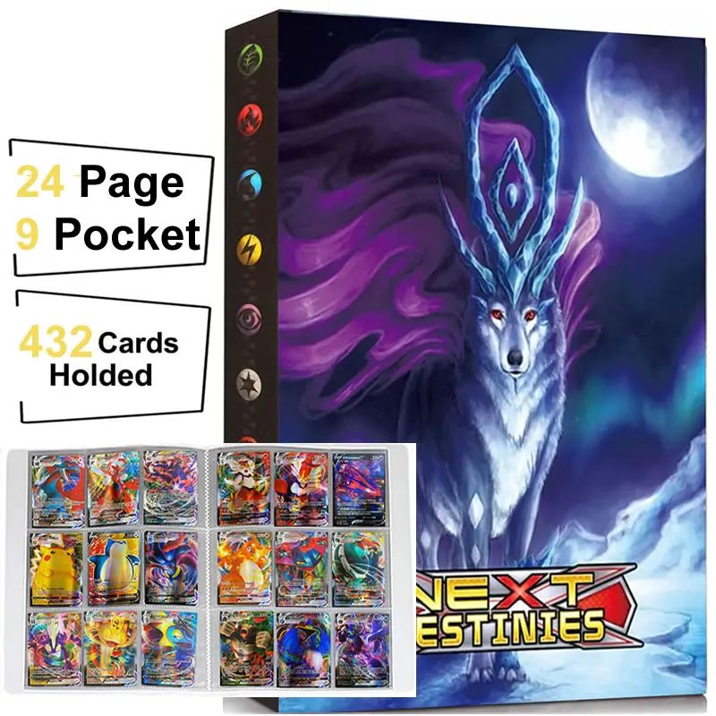Новый 9 карманный альбом Pokemon 432 карточная книга Мультяшные Покемоны связующие
