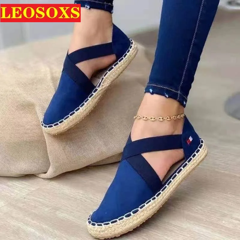 

New Spring and Autumn Ladies Cloth Flat Shoes Comfortable Soft Bottom Outdoor Walking Shoes Fashion Round Head Women Low Shoes