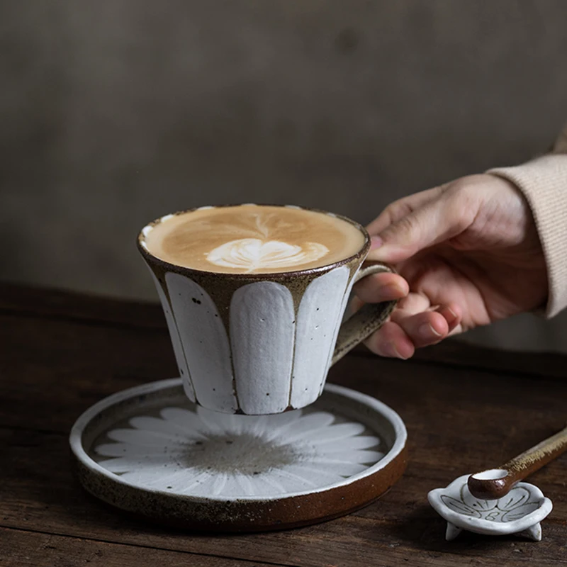 

Handmade Retro Coffee Cup Japanese Creative Turkish Coffee Set Latte Cappuccino Afternoon Reusable Tea Cup Stoneware Mug B5D