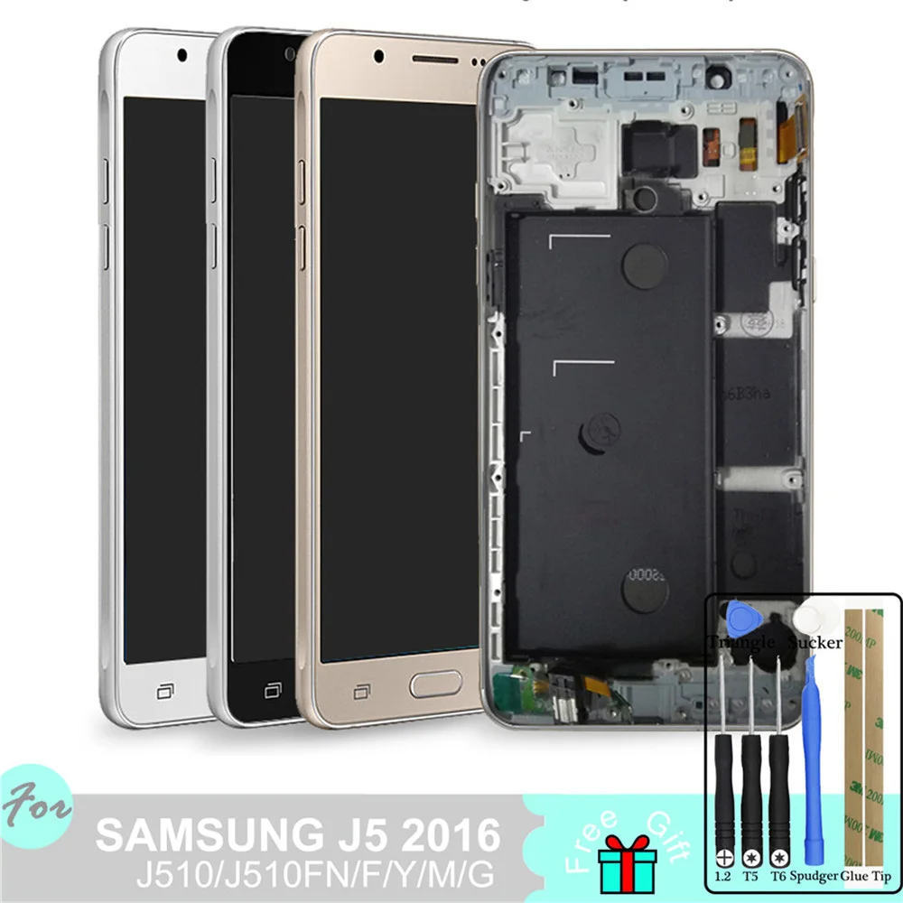SM-j510FN/F/M/H/DS рамка lcd для Samsung Galaxy J5 j510 J510FN J510F J510M J510H дисплей кодирующий преобразователь сенсорного экрана в сборе