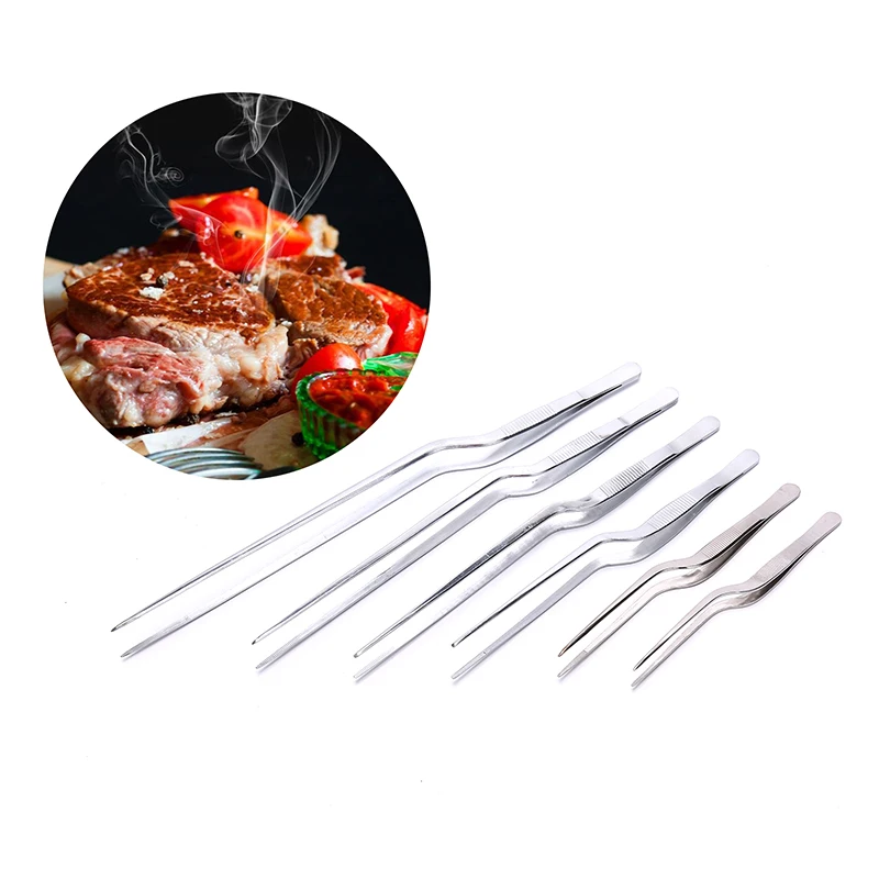 

Kitchen Tongs Kitchen Utensils BBQ Tweezer Food Clip Kitchen Chief Tongs Stainless Portable Steel For Picnic Barbecue Cooking