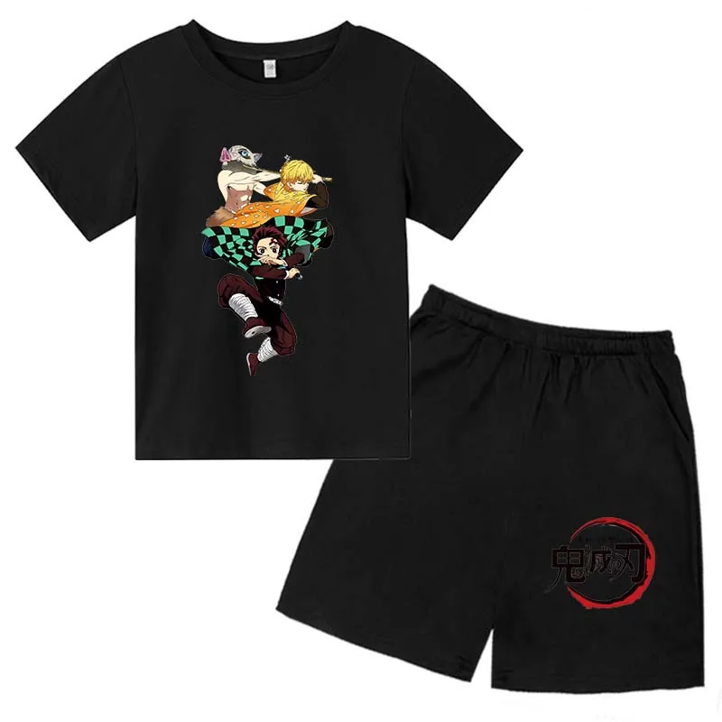 

Children's Short-sleeved Suit Summer Clothes Cartoon Printed Baby Boy T-shirt + Cotton Shorts Suit Girl Casual Sportswear Suit