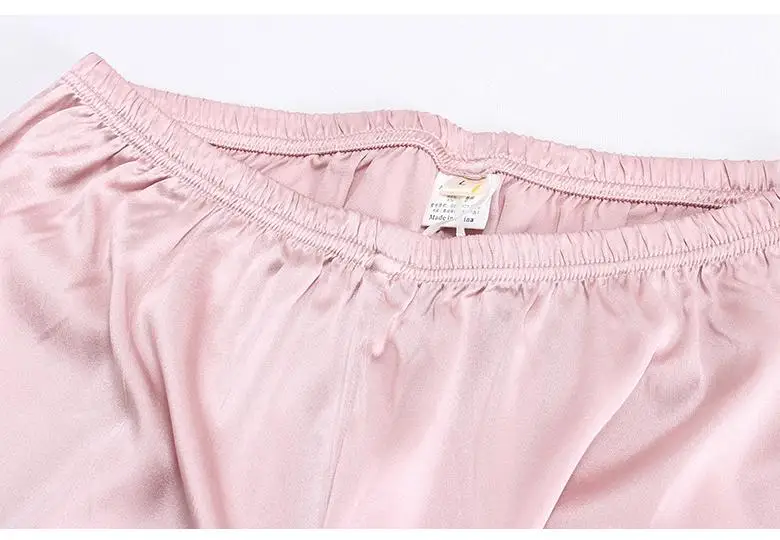 

100% Slik Pajamas Suit Sexy Loose Female Sleepwear Pijamas Short Casual Sleeve Top&pants Nightgown Lounge Silky 2PCS Sleepo Set