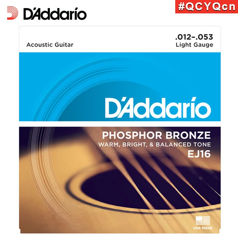 

D'Addario Daddario EJ16 American Made Phosphor Bronze Acoustic Guitar Strings, Light, 12-53