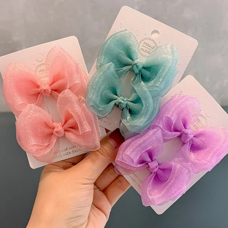 

2Pcs/Set Yarn Lace Bow Baby Hair Clips Bows Kids Girl Hair Clip Children Hairpin Haarspeldjes Barrettes Baby Hair Accessories