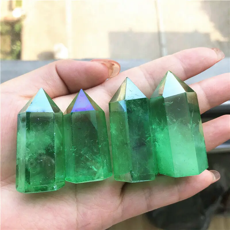 1 шт. 30 70 г зеленое титановое покрытие Aura зеленый кварц кристалл палочка лечебный