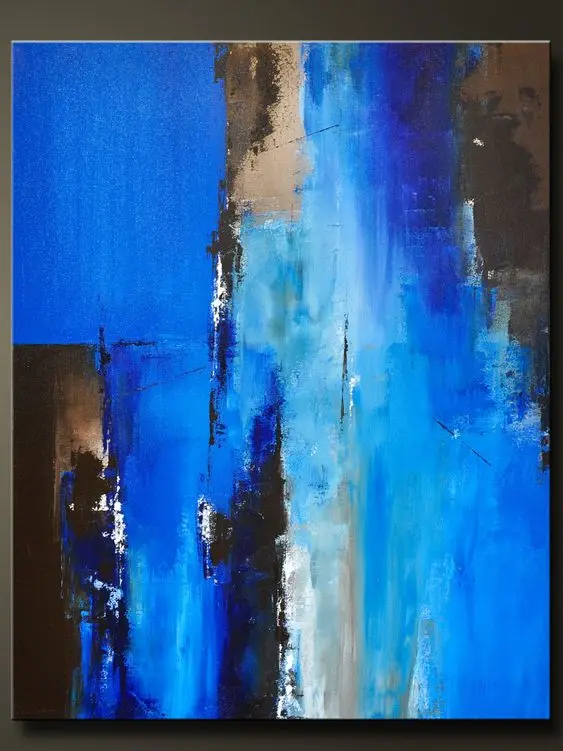 

Dark Blue Abstract Landscape Mountain Handpainted Handmade Oil Painting On Canvas Home Decoration
