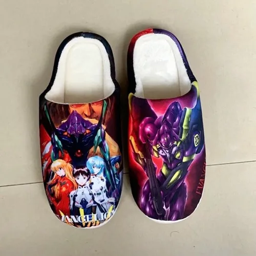 

Anime EVA JP Anime Shogoki 01 00 02 Winter Men Women House Slippers Warm Kawaii Shoes Cartoon Home Furry Slippers