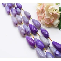 49x20mm natural water drop dream purple stripe agate stone beads for diy bracelet necklace jewelry making strand 15