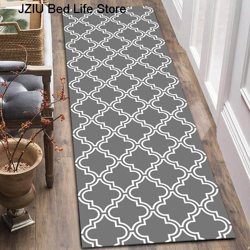 Домашний коврик для входной двери марокканский серый решетчатый нескользящий