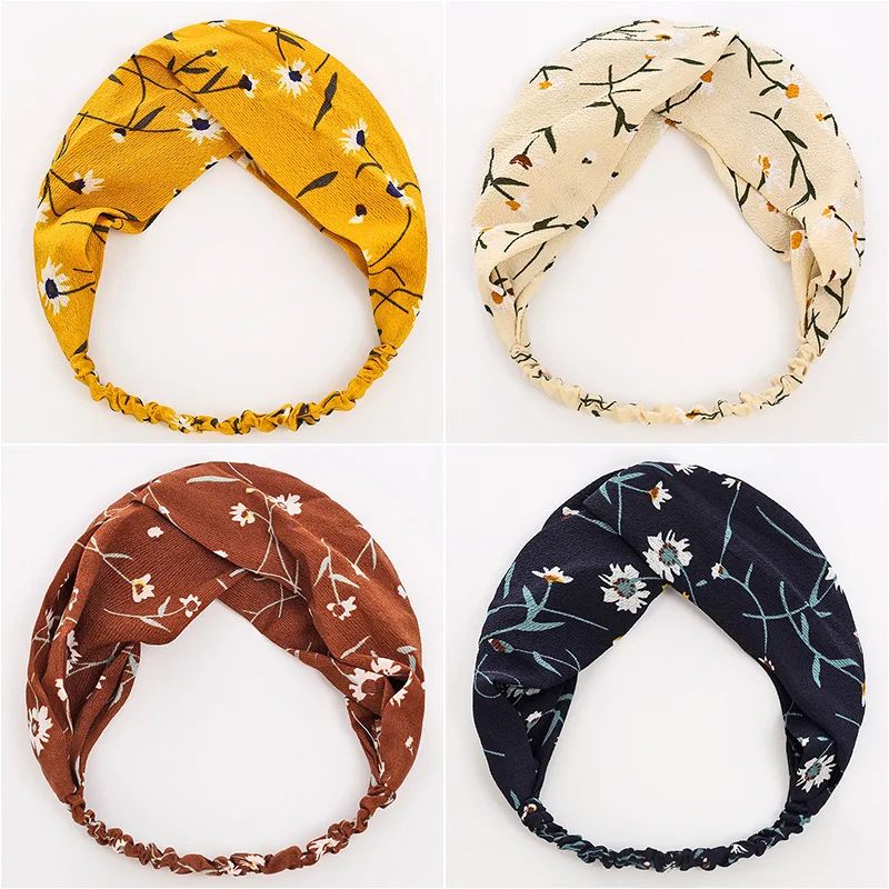 Diademas cruzadas de color liso para mujer turbante estamo flores accesorios el cabello| |