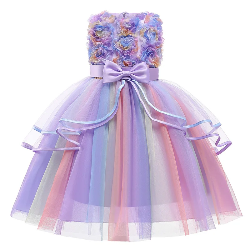 

Kids Dress for Girls Wedding Tulle Lace Girl Dress Christmas Elegant Formal Party Princess Dress Children Pageant Costume