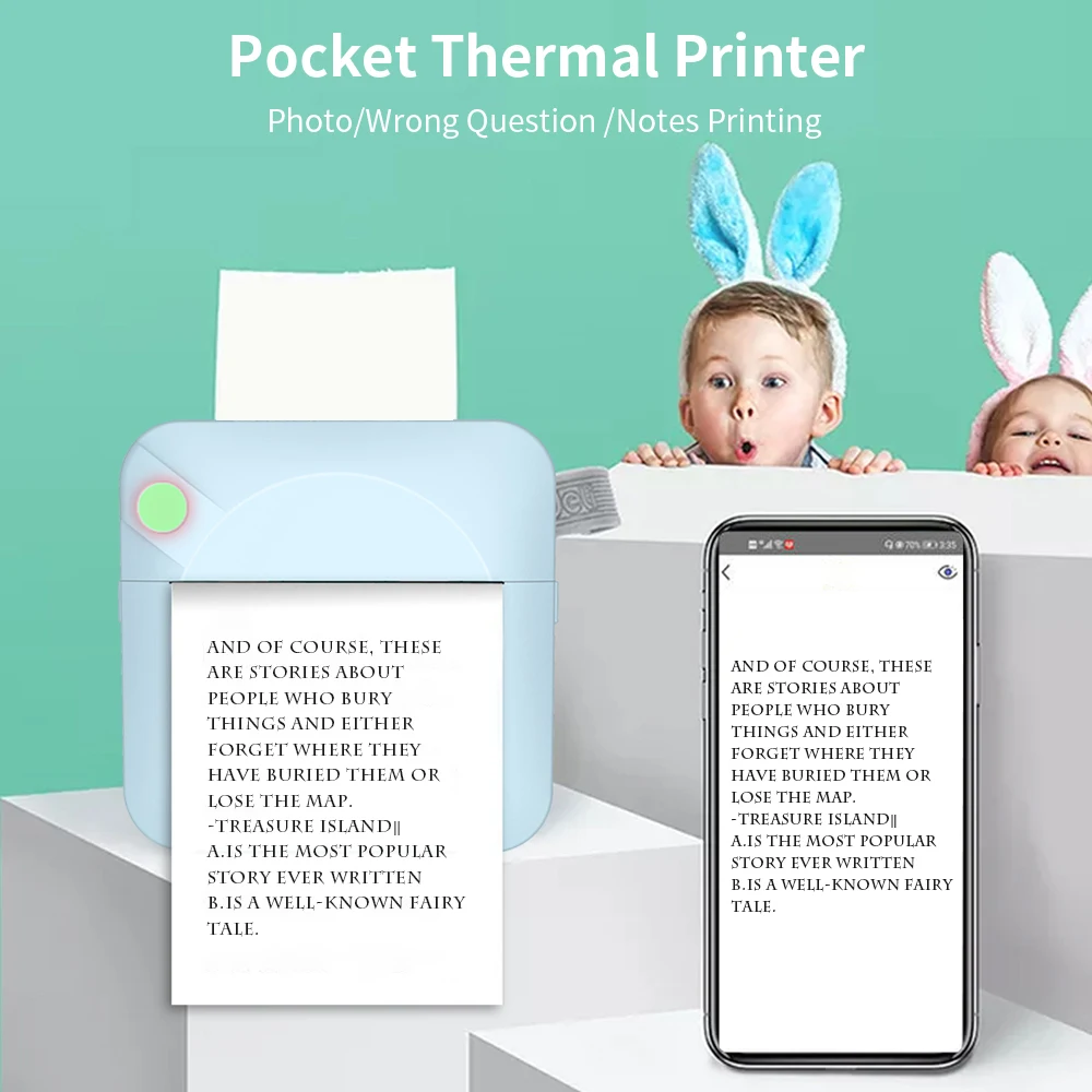 Новинка 2021 портативный мини термопринтер с беспроводным подключением BT 200dpi