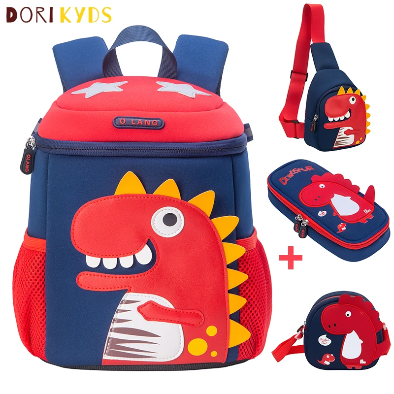 DORIKYDS 3D Dinosaur Childrens Backpack Plush Cartoon Toddler Kindergarten School Bags Boys Girls Schoolbag Gift Mochila Escolar