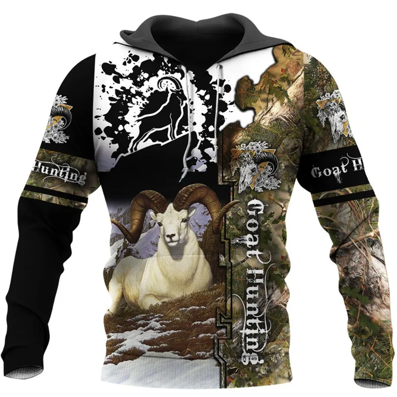 

Autumn and winter goat hunting 3D printing new product men's zipper hoodie unisex fashion casual sports shirt/pullover apparel