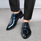 Туфли мужские из лакированной кожи, заостренный носок, цветочный узор, формальные, броги, элегантные свадебные туфли, классические, размеры 38-48