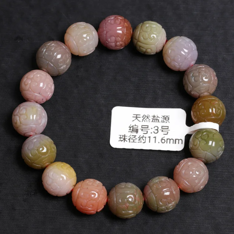 

Natural Liangshan Colorful South Red Agate Salt Source Agate Colour In Vogue Bracelet Carving Loop Bead Hand String Woman